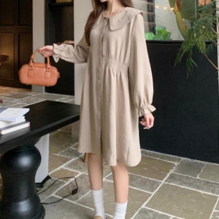 원피스 긴팔 캐주얼 밴딩 가을 간절기 나들이 빅카라 가을 데일리 하객룩 러블리 봄