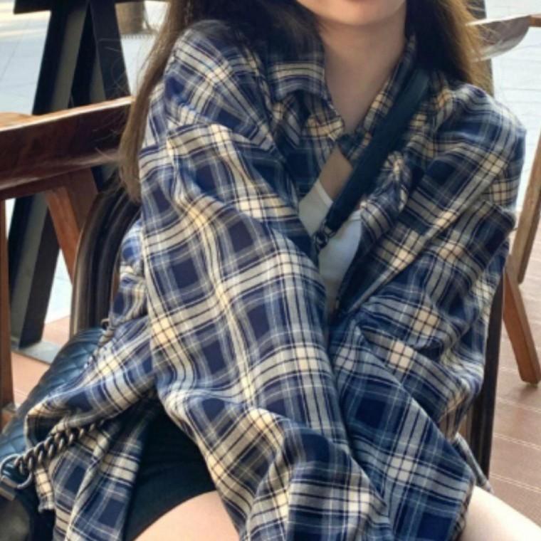 심플베이직루즈핏 가을아우터 셔츠가을아우터면소재 오버핏체크남방 여성