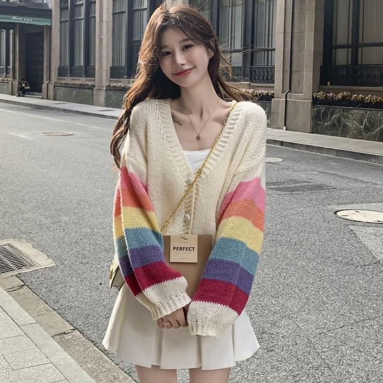 가을가디건 봄가디건 가디건 일상복 배색가디건 이쁜 여성 외출복