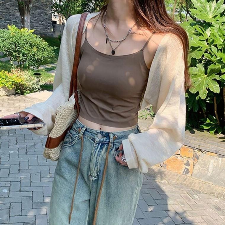 여자 봄 여름 가을 시스루 스타일 여리 가디건 볼레로 여성이너 봄가디건 니트 숏가디건