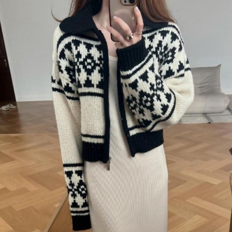 눈꽃 니트집업 도톰한가디건 여성가디건 여성가을가디건