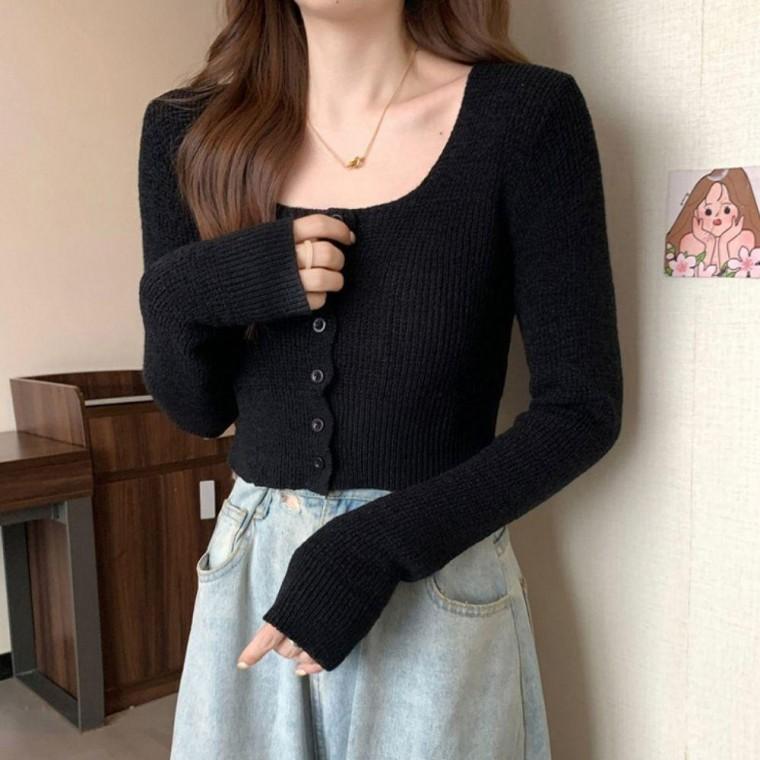 가을 데일리룩 여성가디건 패션아우터 숏기장 니트가디건 긴팔 차분한 4컬러