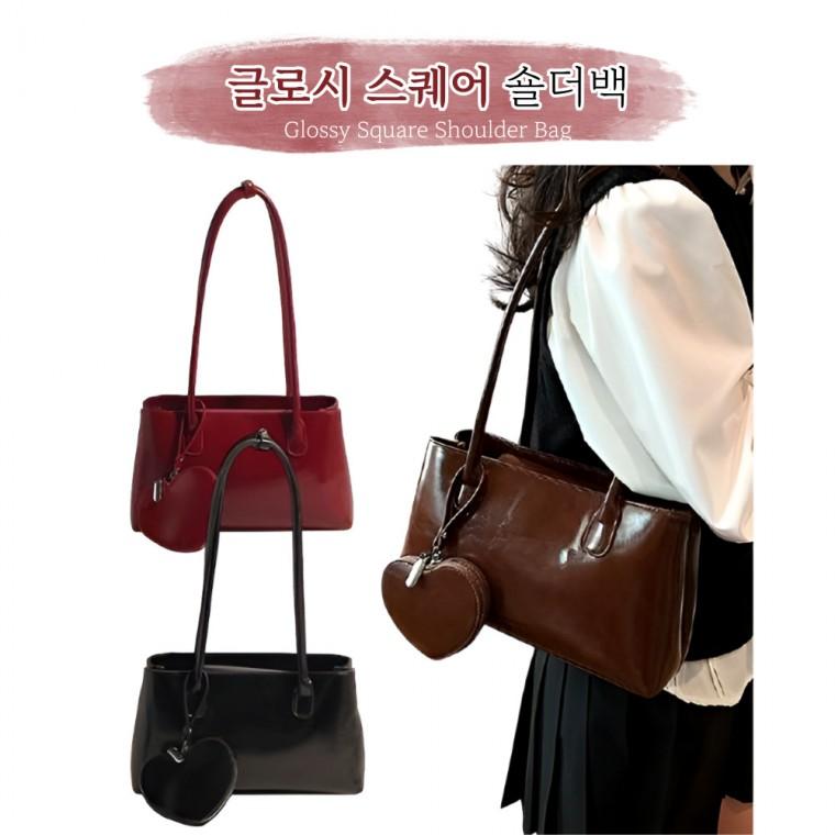 [BBT4] 글로시 숄더백 유광 버킷 광택 호보백 가벼운 가을 겨울 실버가방 핸드백