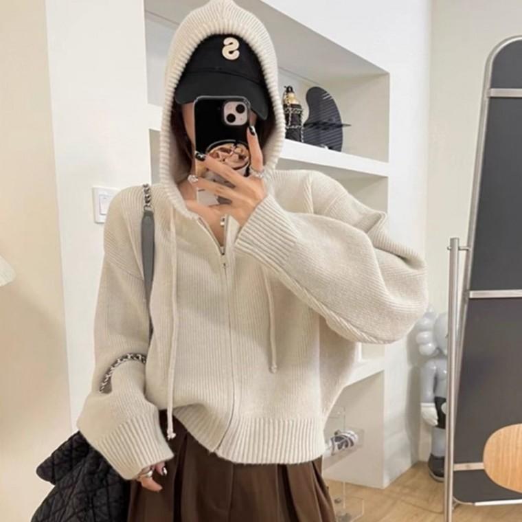가을 여리핏 숏니트후드가디건 집업가디건 루즈핏