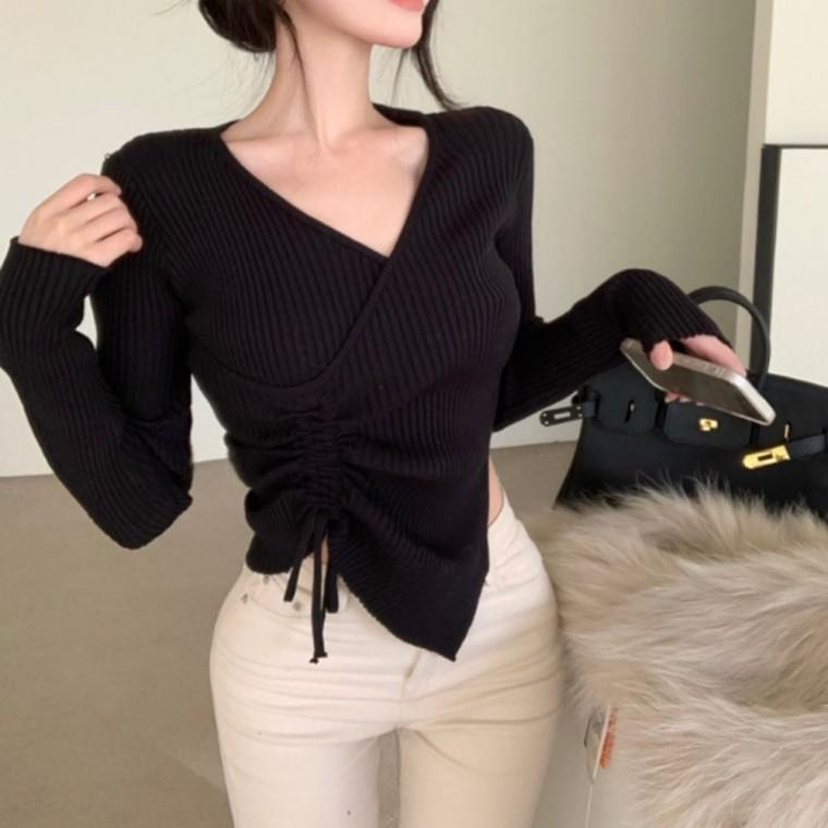가디건 긴팔 랩스타일 니트 여성 브이넥 봄 티 카디건 롱가디건 가을 겨울