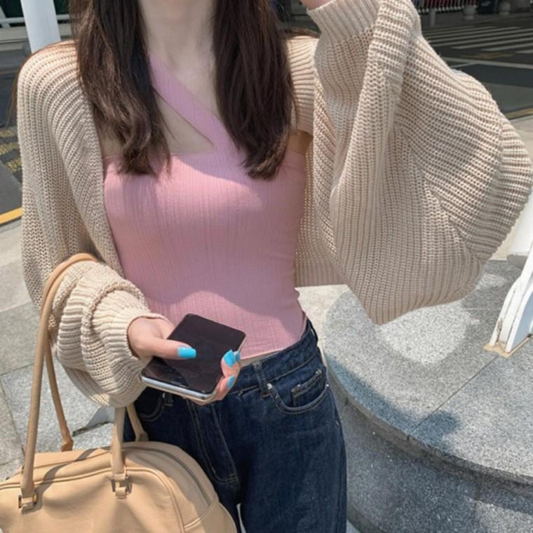 루즈핏 니트 볼레로 가디건 여성용 가을 아우터 세련된 상의 레이어드룩 예쁜 가디건 코디룩