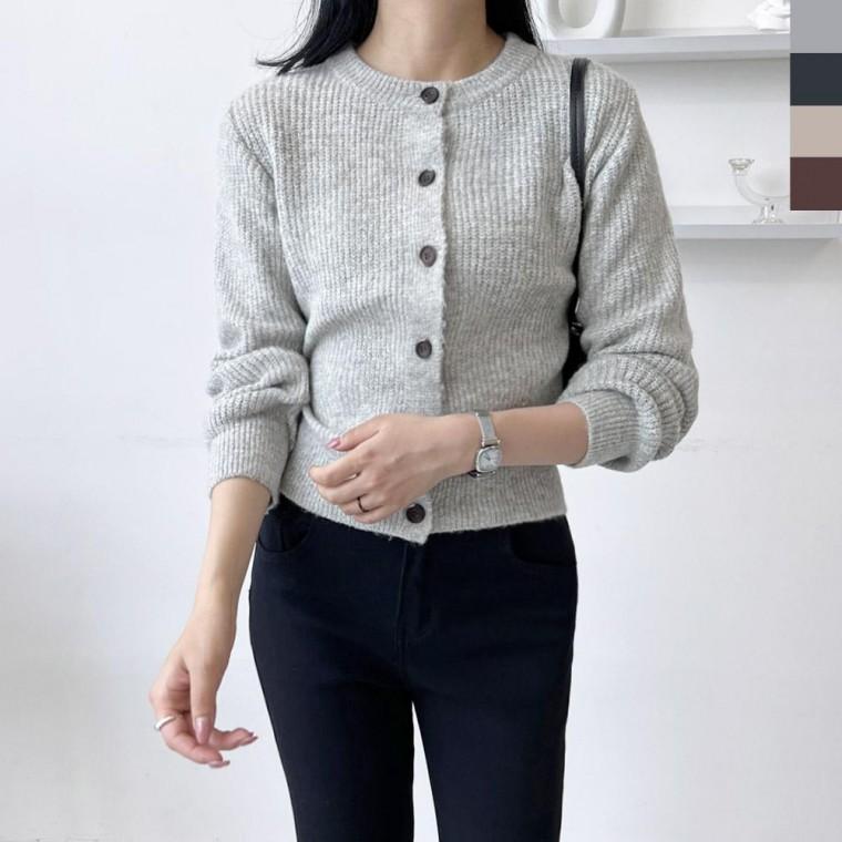 2LUND 5043 여자부드러운 라운드니트 가디건 브이넥 U넥 가을 라쏠 라운드 니트티 여성 간절기 가디건 반폴