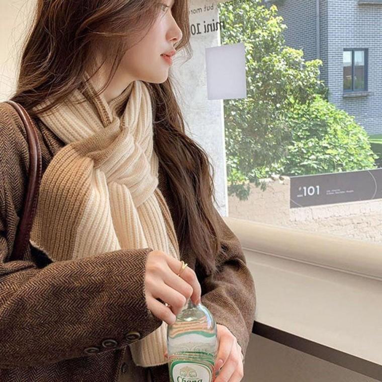 크로스 두가지 색상 여성 외출 예쁜 니트 스카프 쁘띠 가방끈 미니 롱스카프 가을
