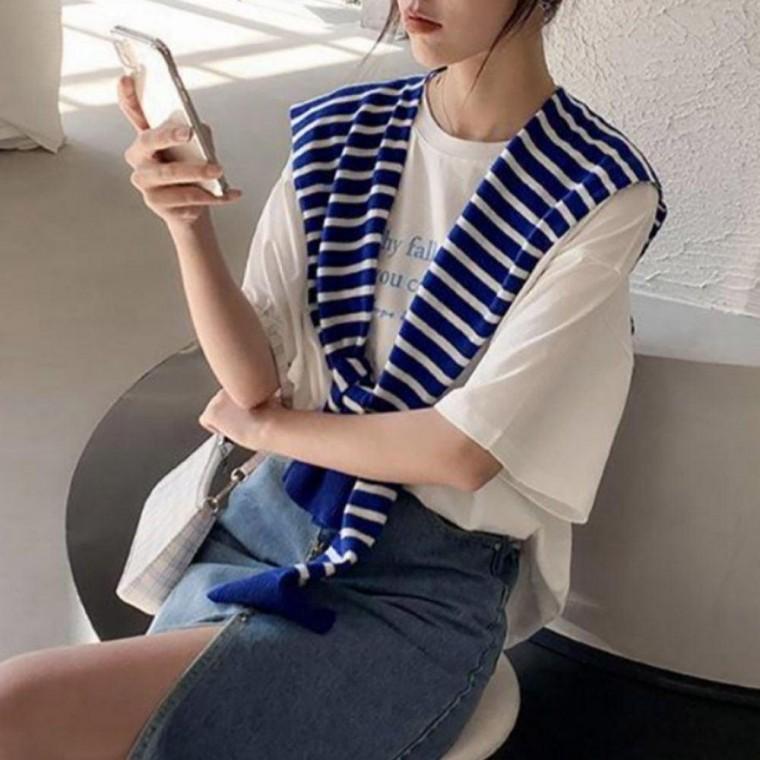 여자 봄 여름 가을 단가라 줄무늬 숄 페이크 가디건 케이프 봄패션 코디 여성 여자봄