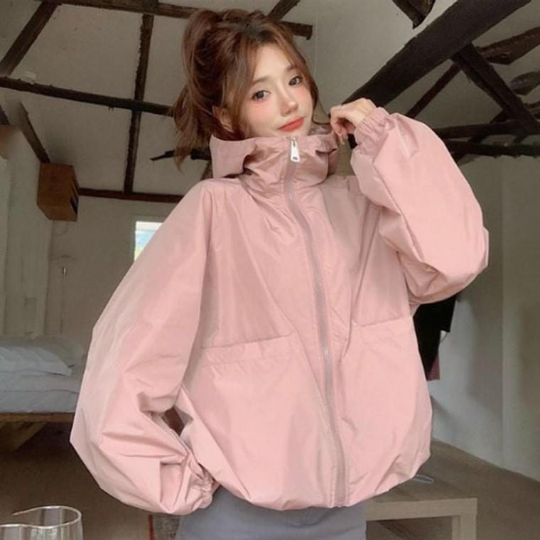 매쉬 후드 아노락 안감 점퍼 러블리 바람막이 단추 가디건 가을 루즈핏