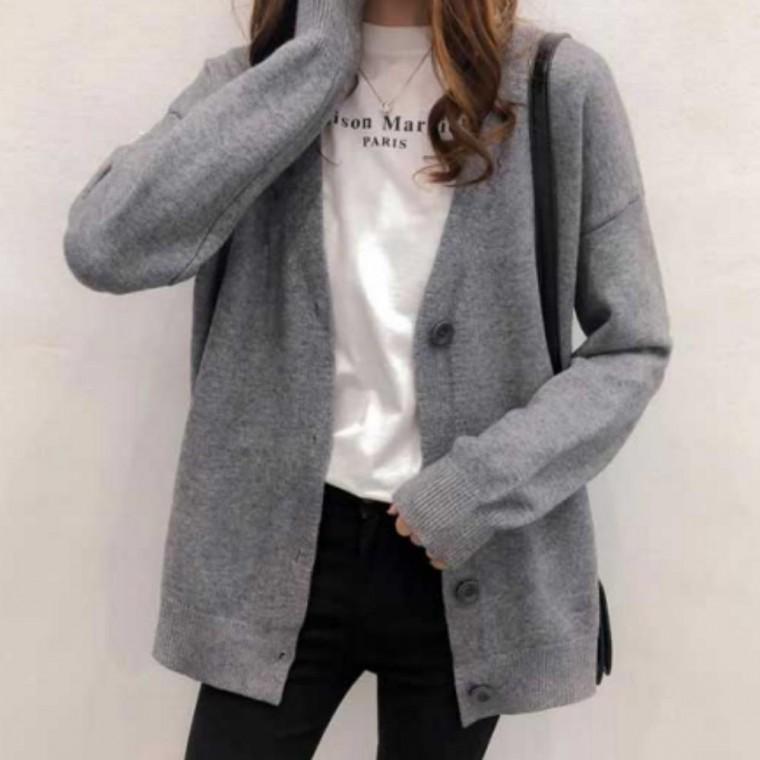 출근룩 여성 가디건 루즈핏 브이텍 기본 봄 간절기 가을