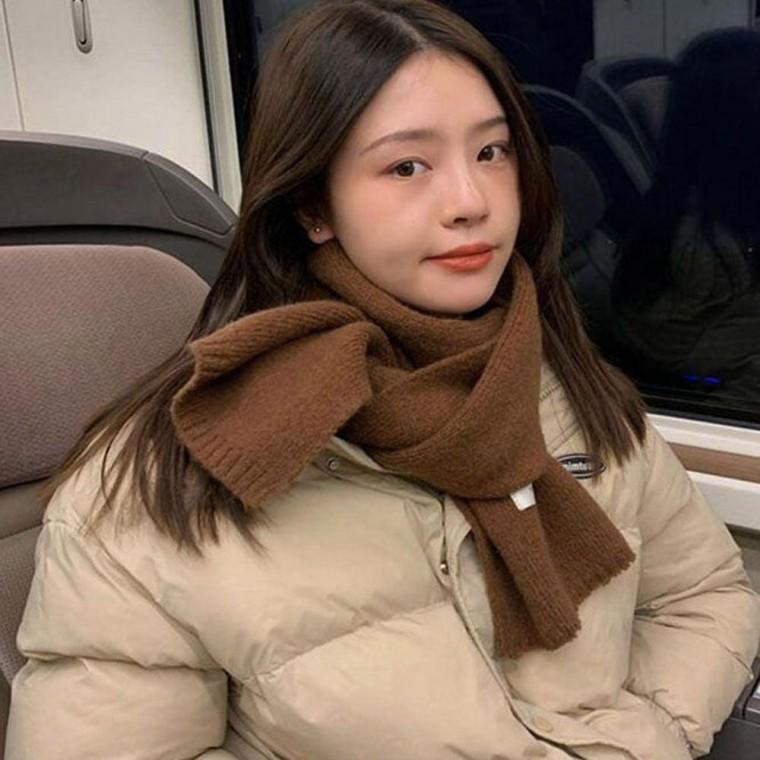 심플 기본 무지 디자인 여성 니트 목도리 스카프 쁘띠 가방끈 미니 롱스카프 가을