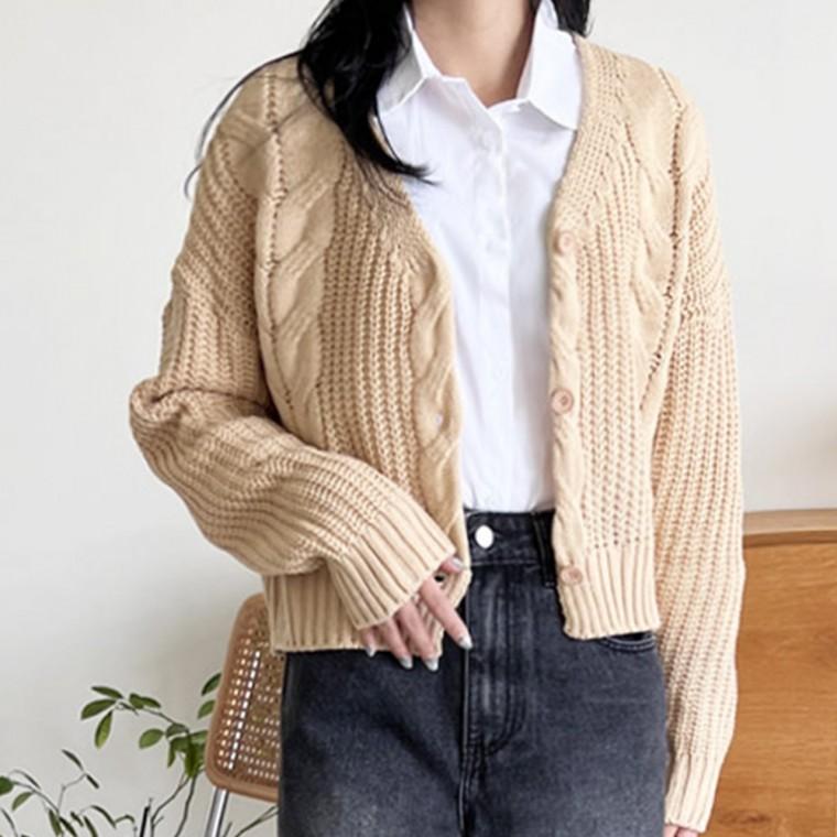 긴팔 가디건 여자 여성 봄 가을 간절기 기본 베이직 데일리 꽈배기 니트 패션 아우터 상의 패션 소품 용품