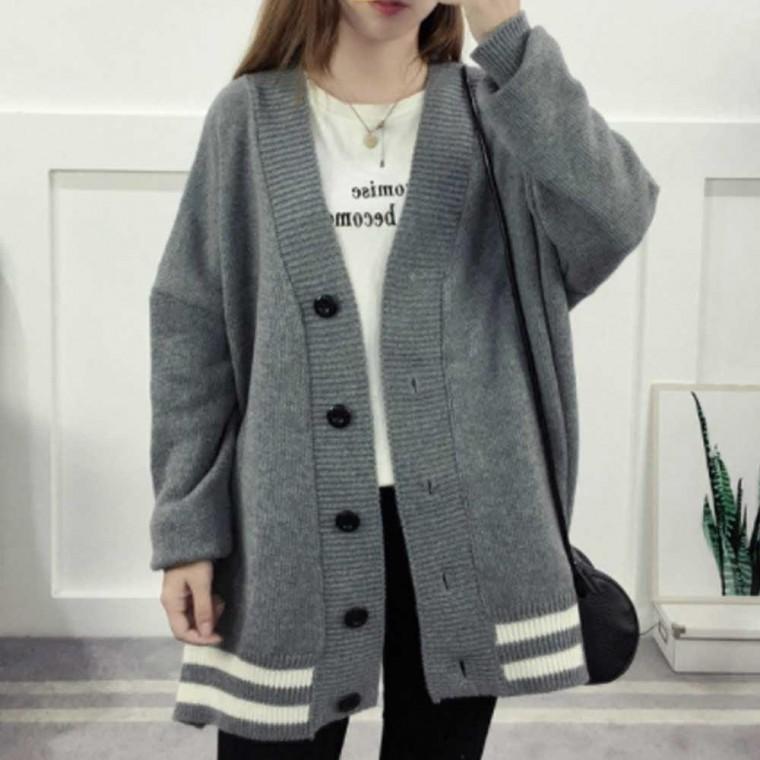 여자 가을 출근 룩 루즈 핏 가디건 캐주얼 데일리