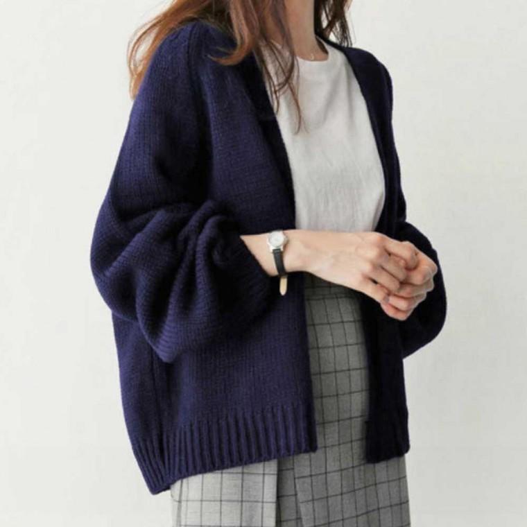 봄가을 간절기 패션 여자 오픈형 여리핏 가디건 코디