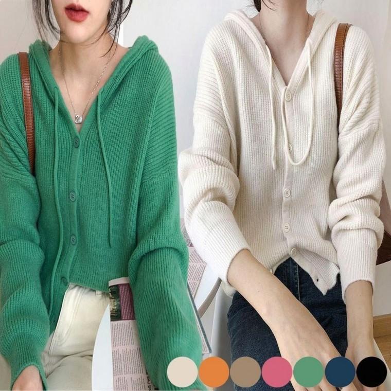 가디건 캐주얼 후드 여자 간절기 7컬러 봄가을 니트