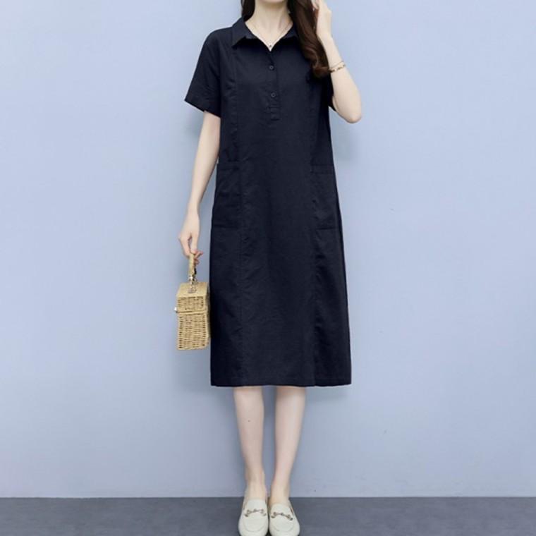 카라 버튼 원피스 여성 코튼 셔츠 데일리룩 루즈핏 봄가을
