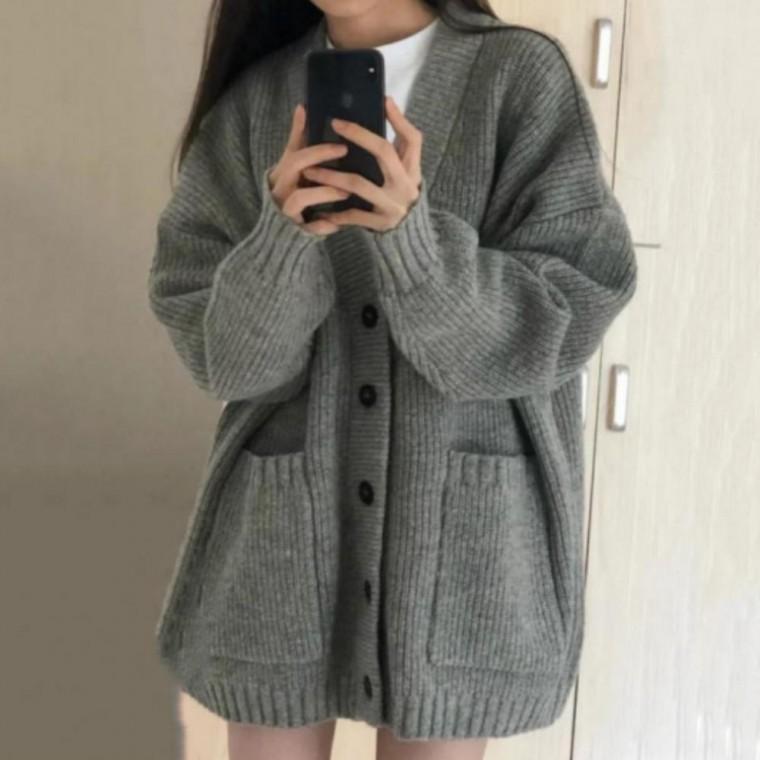 여성 루즈핏 롱 가디건 봄가을 브이넥 니트 간절기 슬림해 보이는 여리여리핏