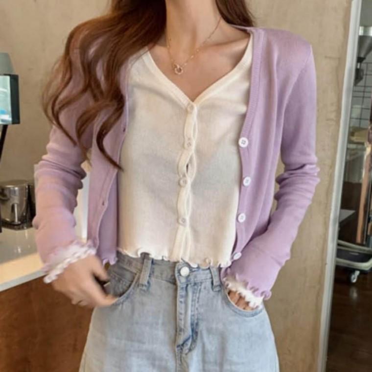 여성 레이어드 가디건 봄가을 투피스 미니 긴팔 간절기 숏 세련된 코디 완성