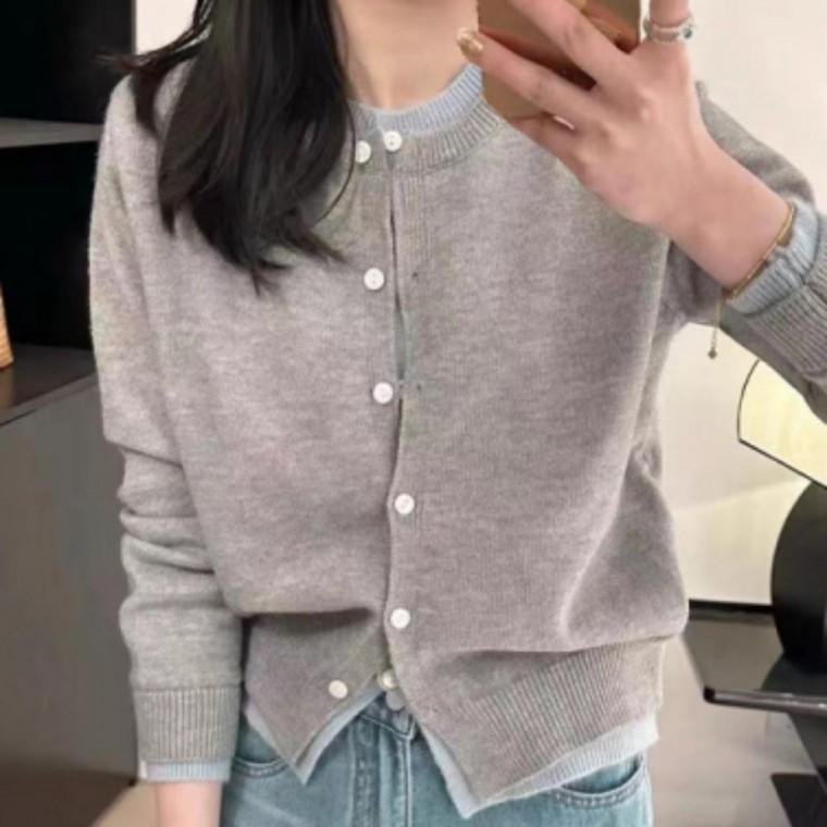 여성 라운드넥 간절기 레이어드 니트 가디건 데일리 상의 베이직 아우터 가을 스웨터 코디