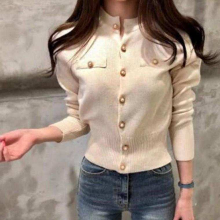 브이넥 긴팔 아우터 여성 가디건 봄 니트 가을 데일리