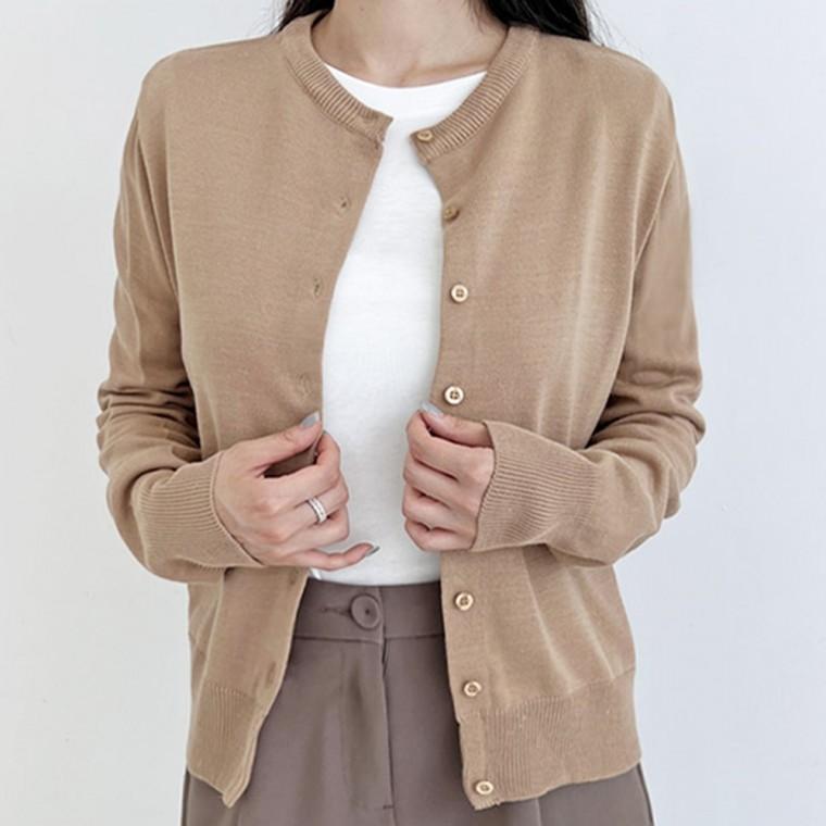 여성 긴팔 가디건 여자 봄 가을 간절기 기본 베이직 데일리 캐주얼 일상 무지 니트 오피스 데이트 나들이