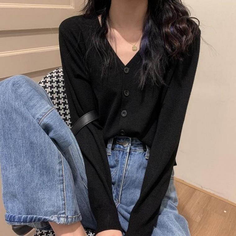 카디건 얇은 여자 니트 가을 봄 숏가디건 3컬러 기본