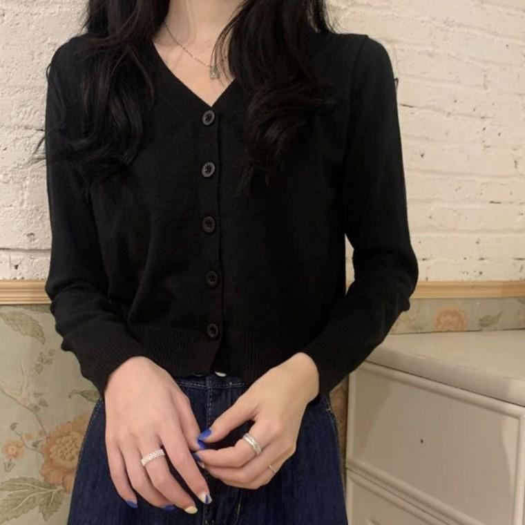 가디건 봄가을 버튼 베이직 기본 간절기 V넥 여자