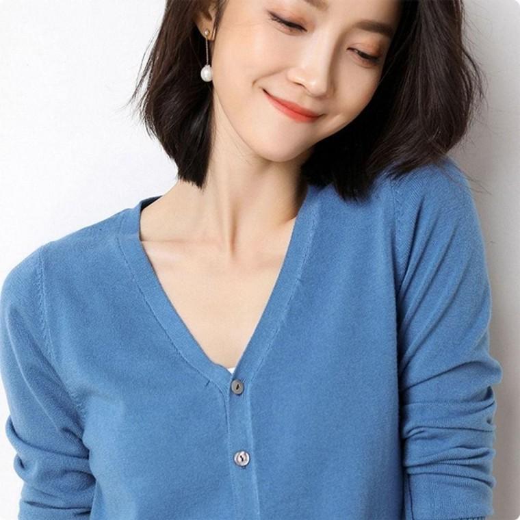 브이넥 여성 가디건 스타일 패션 봄 가을 니트 편안한 패션 의류 임부복