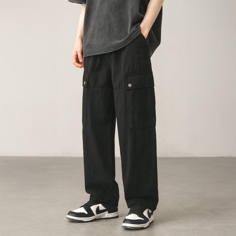 남자 카고 면바지 고무줄 밴딩 봄가을 와이드 팬츠