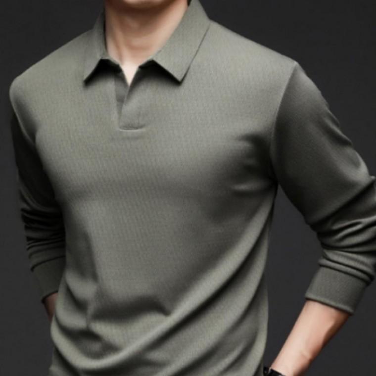 봄 가을 남성 베이직 긴팔 정장 오픈 카라 티셔츠