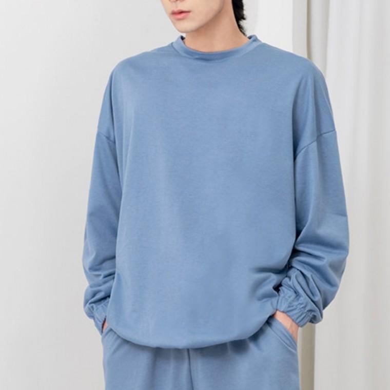 남성 남자 라운드 티셔츠 데일리 캐주얼 홈웨어 운동 트레이닝 긴팔 봄 가을 상의 기본 베이직 단체 무지
