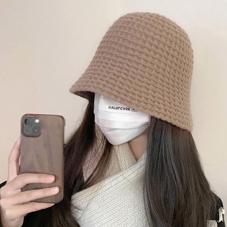 여자 기본 디자인 와플 패턴 가을 겨울 외출 패션 베이직 벙거지 모자