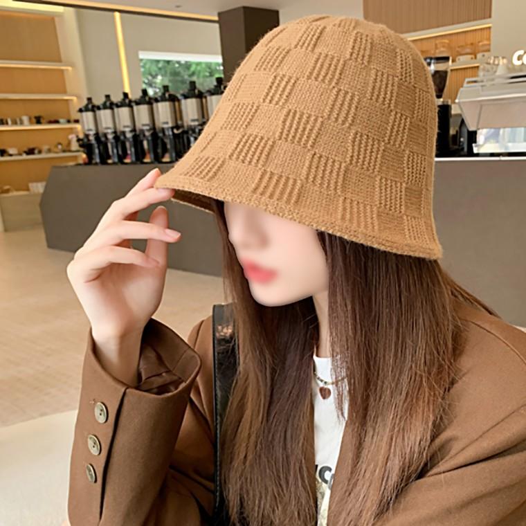 준캡 봄 가을 겨울 격자체크지그재그 벙거지 니트모자 여성 여자 모자 버킷햇