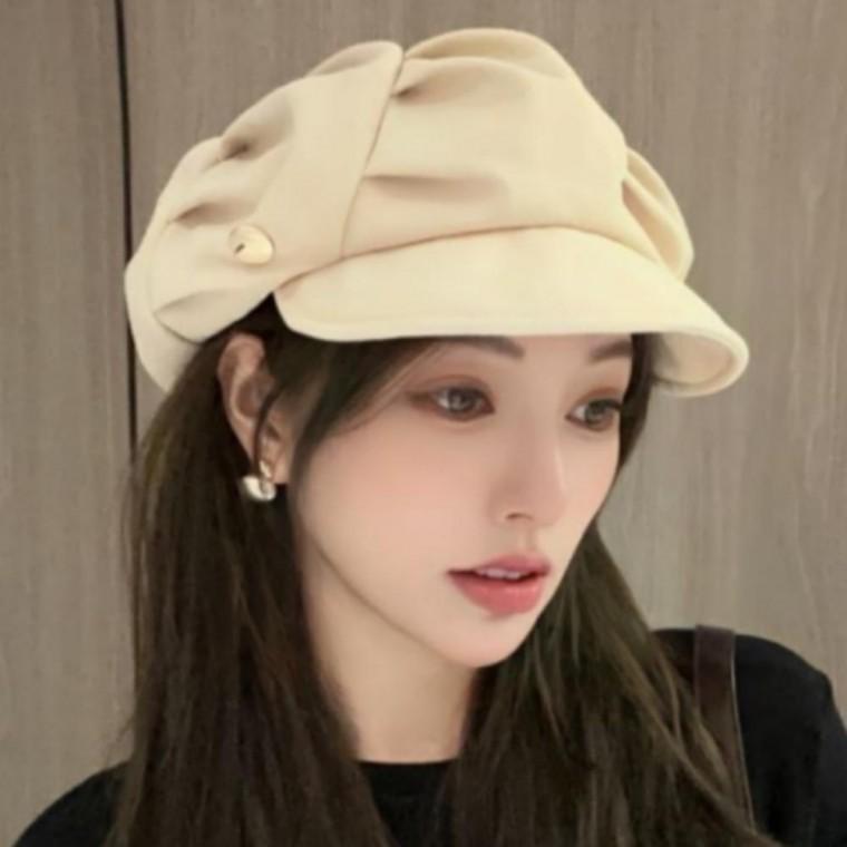 베레모 모자 여성 가을 빵모자 패션 무지 주름