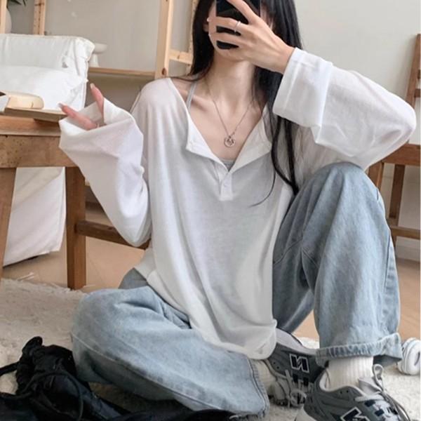 가을 골지 꾸안꾸 박시핏 티셔츠 DHH-L15