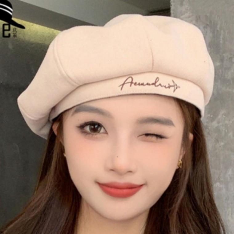 베레모 모자 여성 여자 가을 캐주얼 패션 레터링