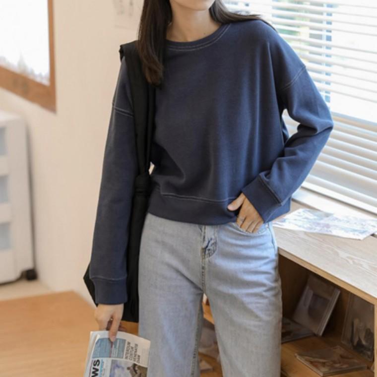 맨투맨 티셔츠 가을 여성 루즈핏 긴팔티 무지 기본