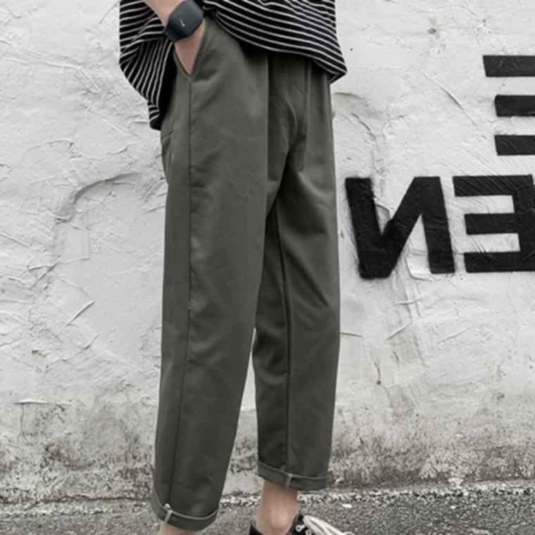 남성 밴딩 바지 루즈핏 9부 가을 간절기 캐쥬얼 데일리팬츠 남자