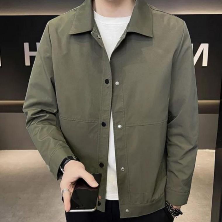 남성 모던 카라 자켓 스냅 미니멀 블루종 점퍼 레귤러 가을 봄