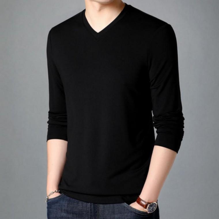 데일리 레이어드 긴팔 브이넥 가을 티셔츠 무지 면 흰티