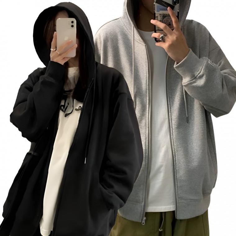나프커 기모 오버핏 무지 여성 남성 가을 겨울 후드집업 빅사이즈 루즈핏 남자 여자 간절기아우터 겨울자켓