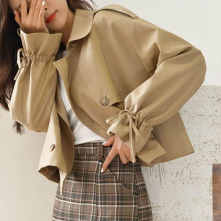 더블 숏 트렌치코트 여성 여자 가을 트렌치 코트