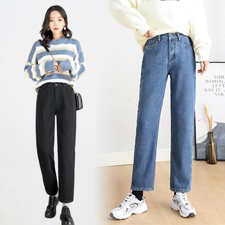 가을 봄 9부 키작녀청바지 뒷 밴딩 일자 청바지 흑청 진청 연청 데님 팬츠