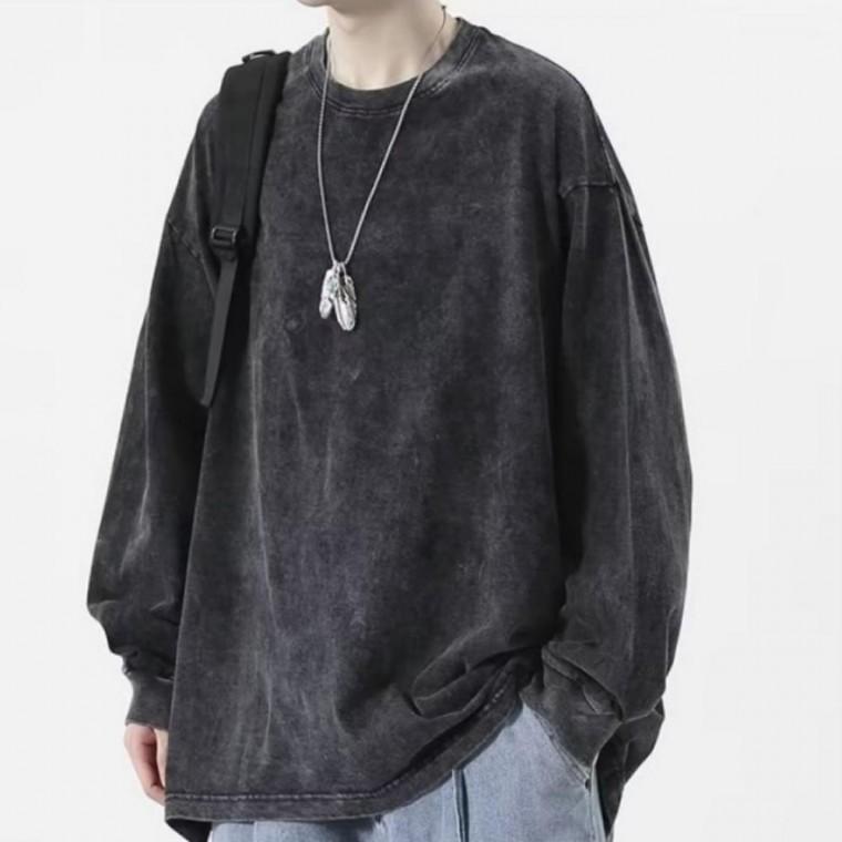 도매몰 워싱 티셔츠 긴팔 봄 빈티지 커플 가을 오버핏