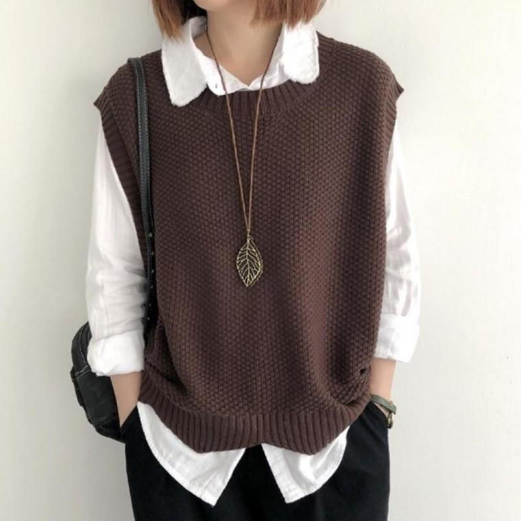 가을 겨울 브이넥 빈티지 브이넥 니트 조끼