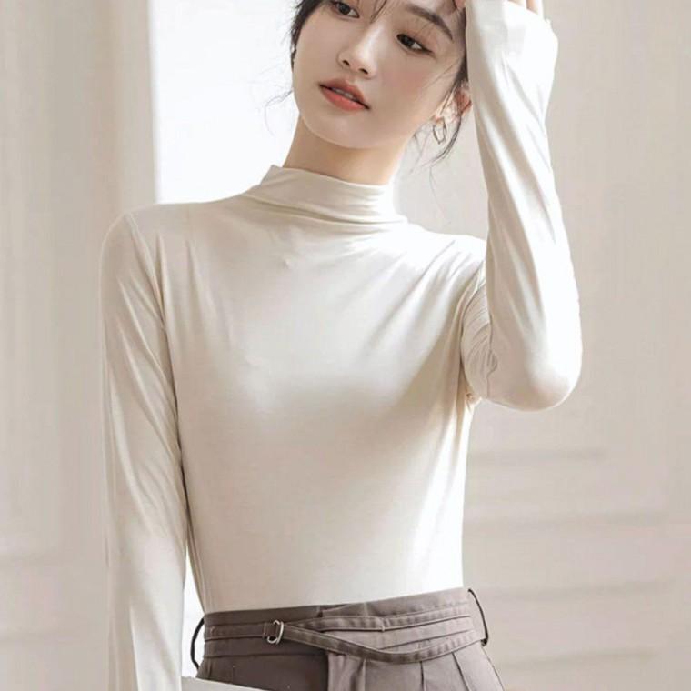 목폴라 가을 겨울 여성 반폴라 모달 이너 티셔츠 겨울 목티