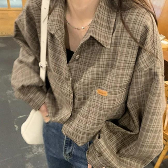 여성 루즈핏 체크셔츠 꾸안꾸  가을데일리남방