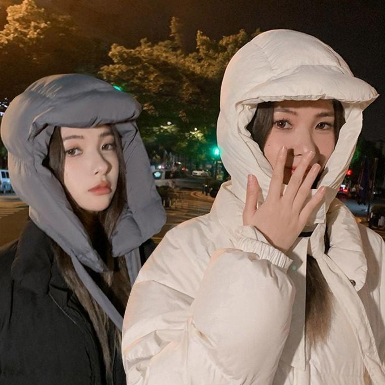 여성 겨울 모자 패딩 디자인 페이크 바라클 라바 후드 패딩넥 워머 비니 가을 후드넥