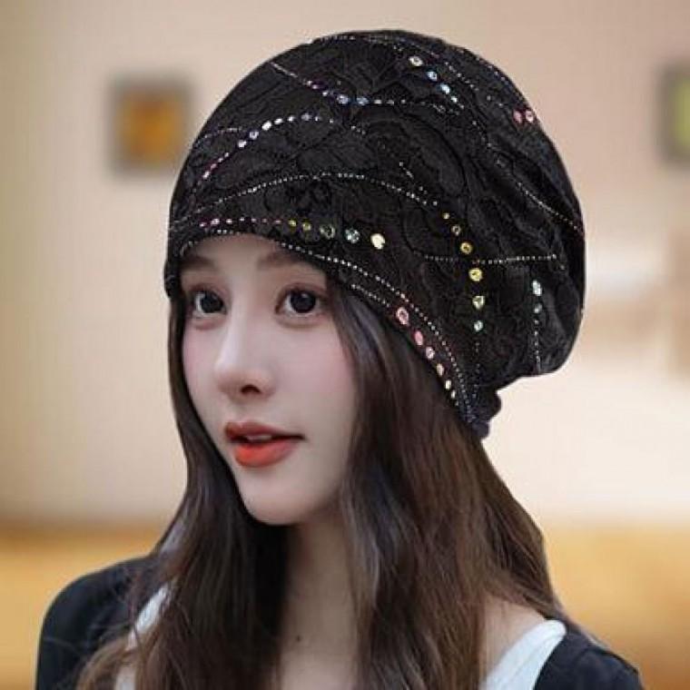 플라워 패턴 중년용 라이트 비니 봄가을 데일리 캡